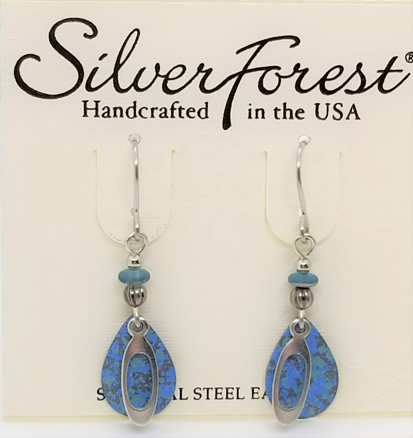 Silver Forest surgical steel blue and silver earrings