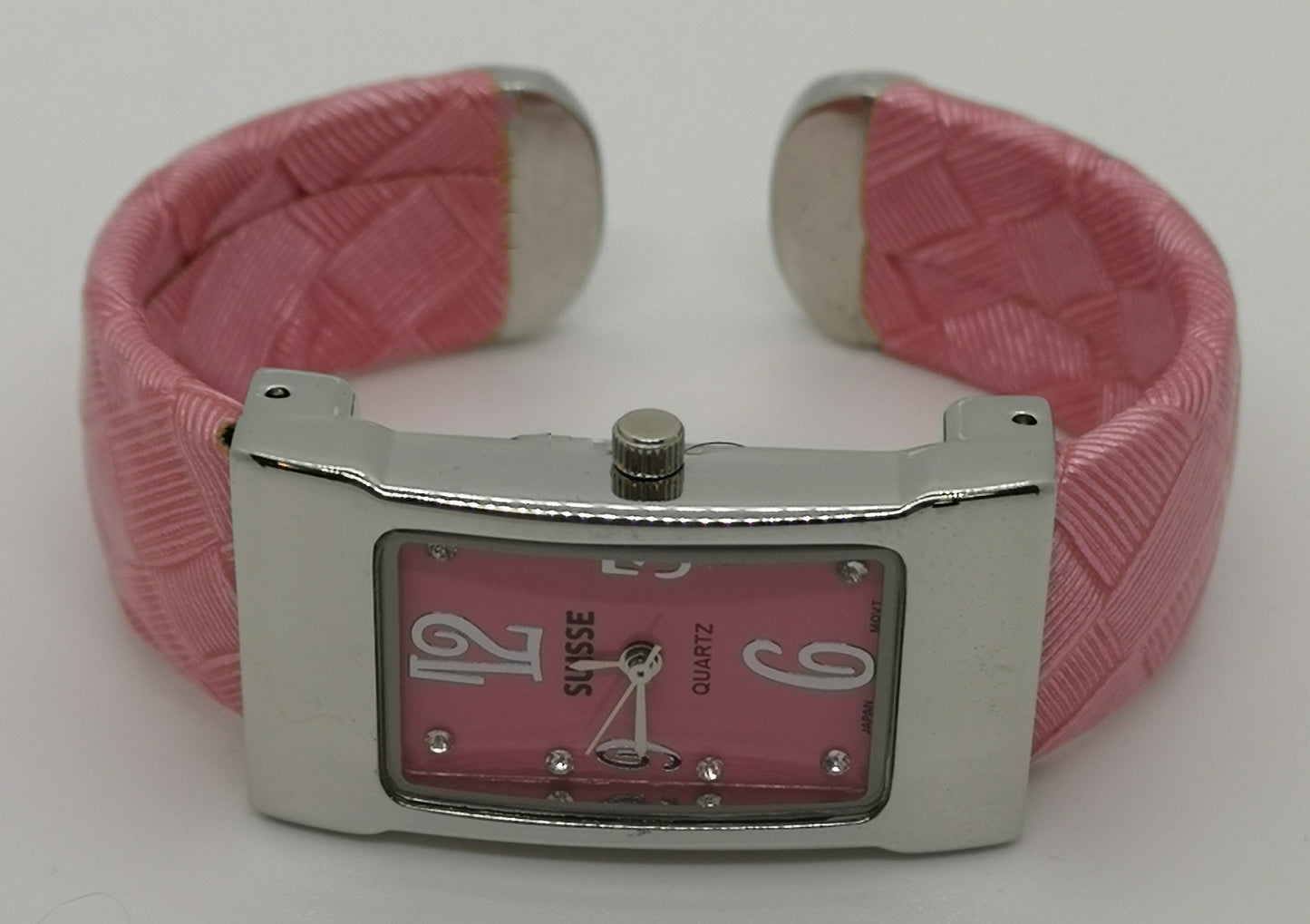 Pink bangle style fashion watch with large numbers