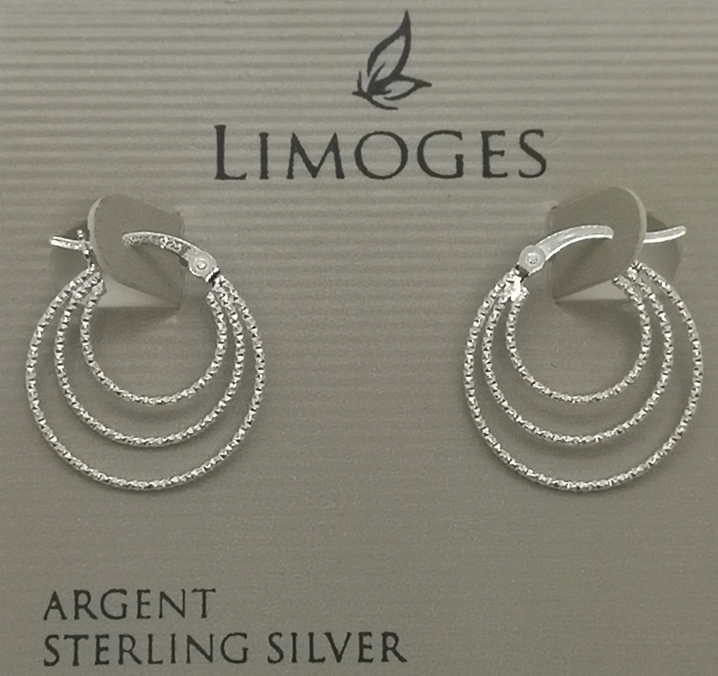 Sterling silver triple circle hinge clasp earrings
