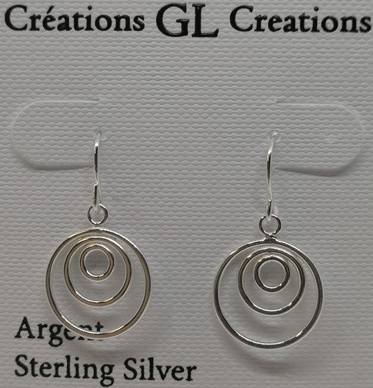 Sterling silver sheppard hook dangle 3 circle earrings