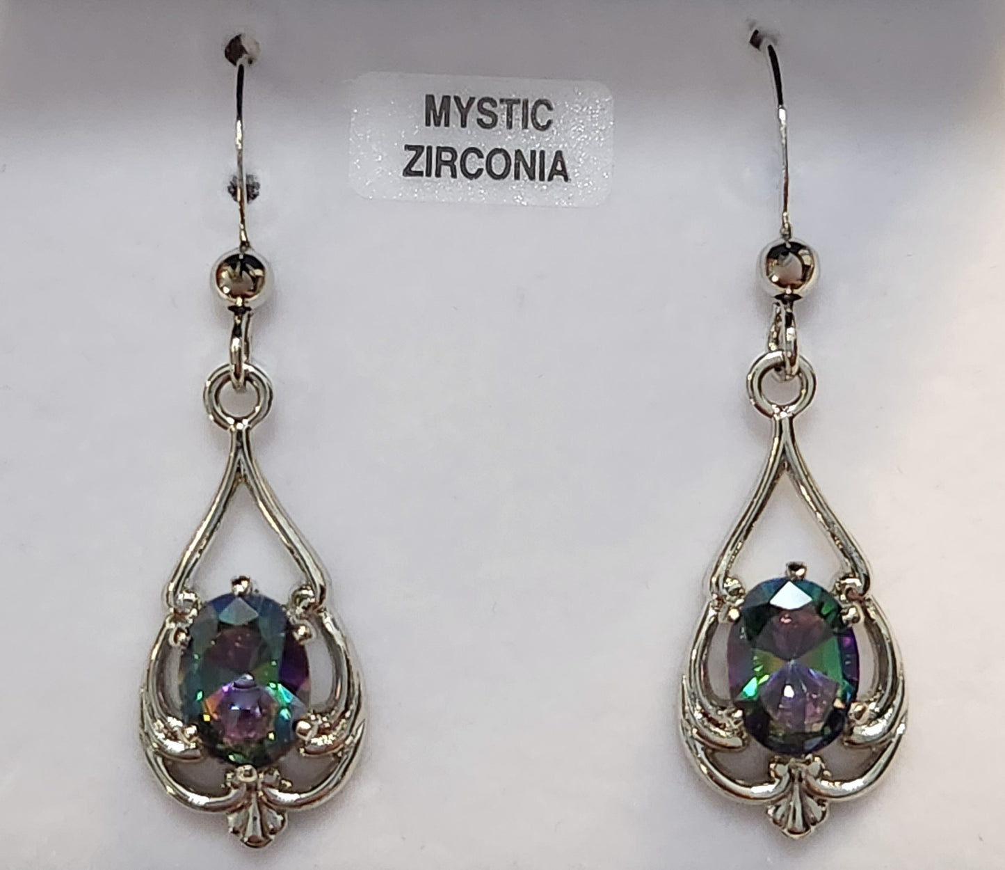 Wheeler fashion mystic zirconia long dangle earrings with shepherd hooks