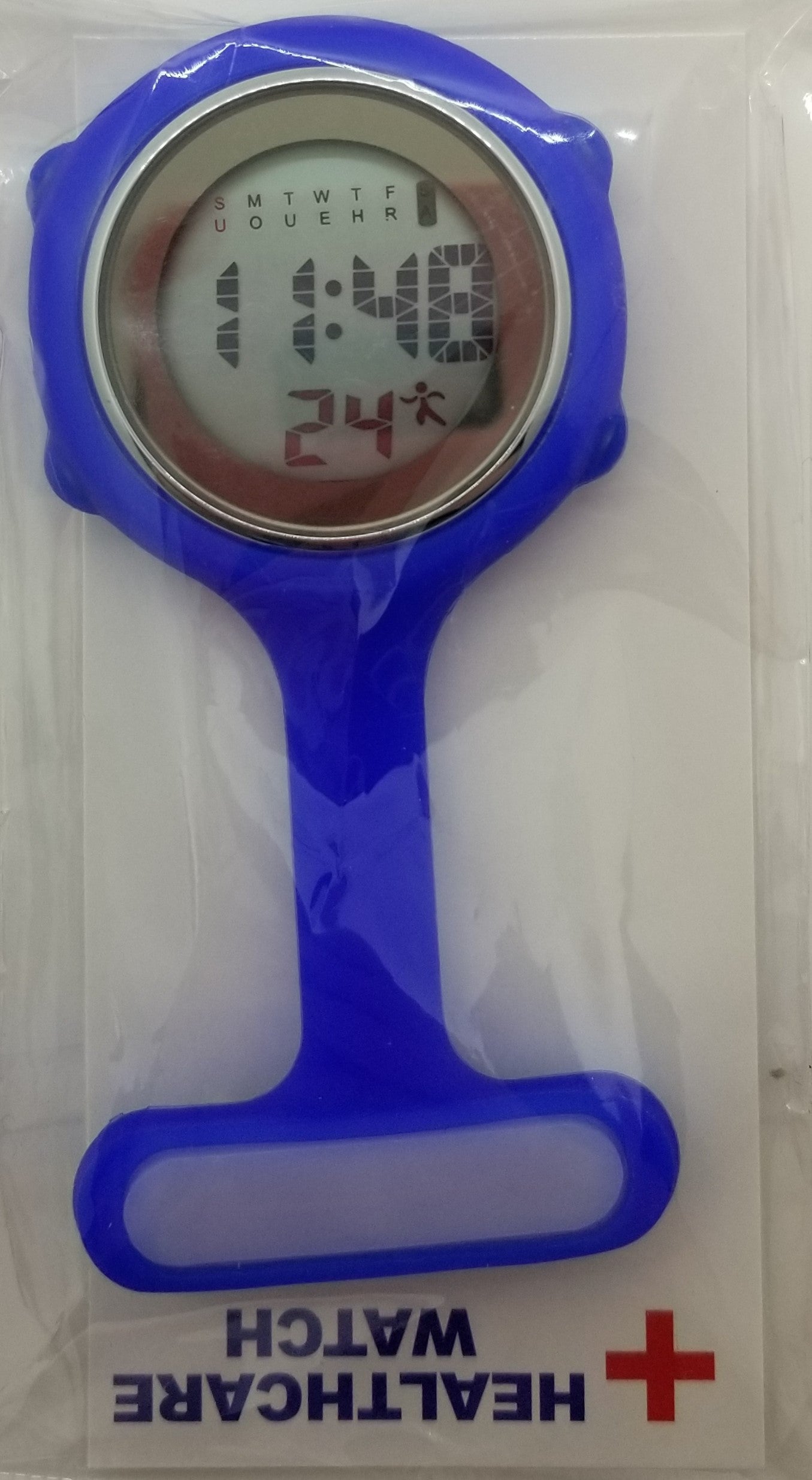 Blue pin on silicone nurses watch